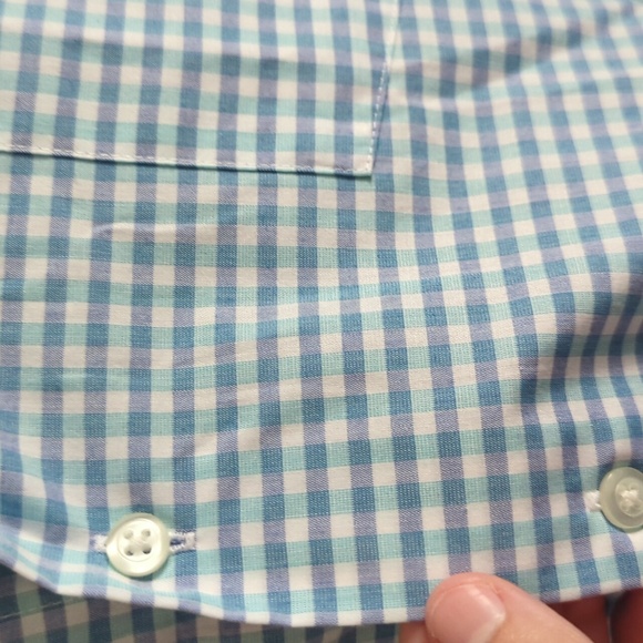 Neck 17½ Blue/Purple/White Van Heusen Button Up - Picture 4 of 5